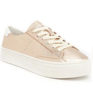 RARE Soludos Ibiza Metallic Platform Sneaker in Rose Gold Womens size 9